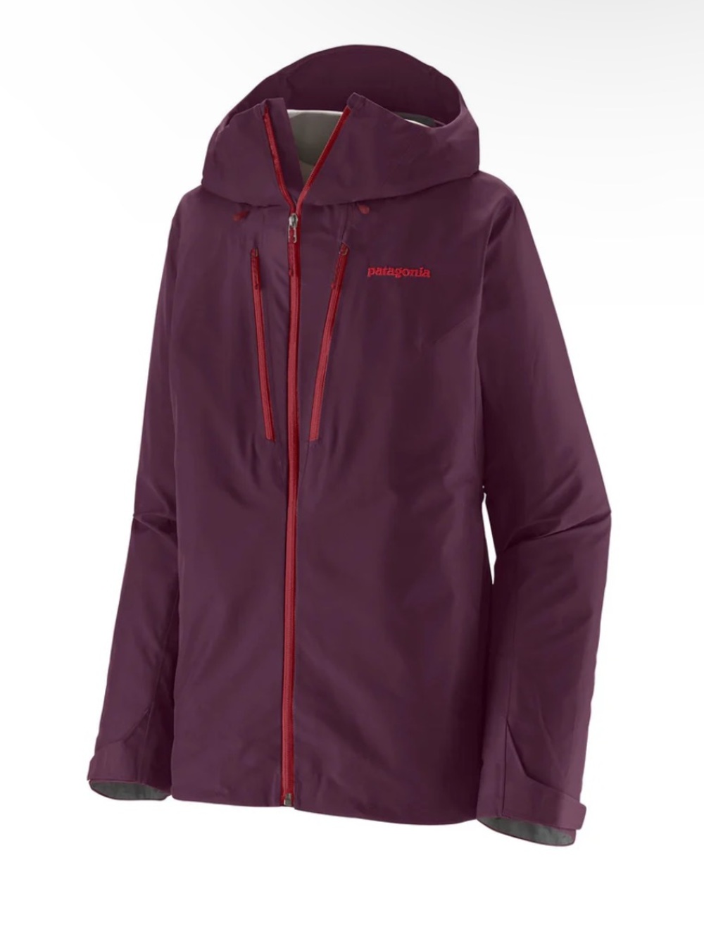 Patagonia Night Plum Hooded Ski Jacket with Red Accents